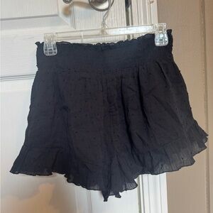 Black forever21 Ruffle Swiss dot Smocked Waist lined Shorts. Never worn